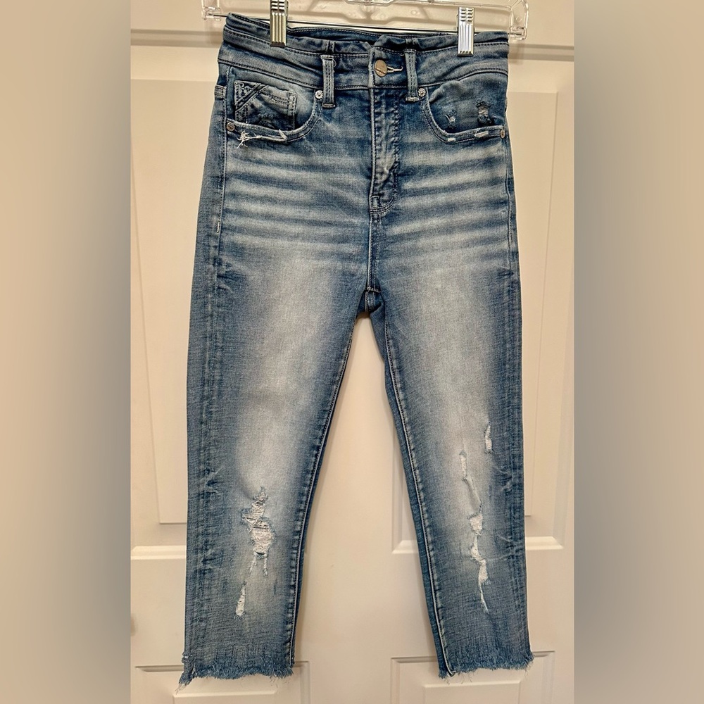 Buckle Black Skinny Jeans Size 25 Cropped Ankle Length-Distressed Raw Hem - Picture 7 of 7